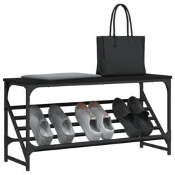 Berkfield Home Shoe Rack Black 90x30x45 cm Engineered Wood - Size: 90 x 30 x 45 cm - thumbnail 3