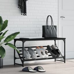 Berkfield Home Shoe Rack Black 90x30x45 cm Engineered Wood - Size: 90 x 30 x 45 cm - thumbnail 1