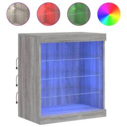 Berkfield Home Sideboard with LED Lights Grey Sonoma 60.5x37x67 cm - thumbnail 3