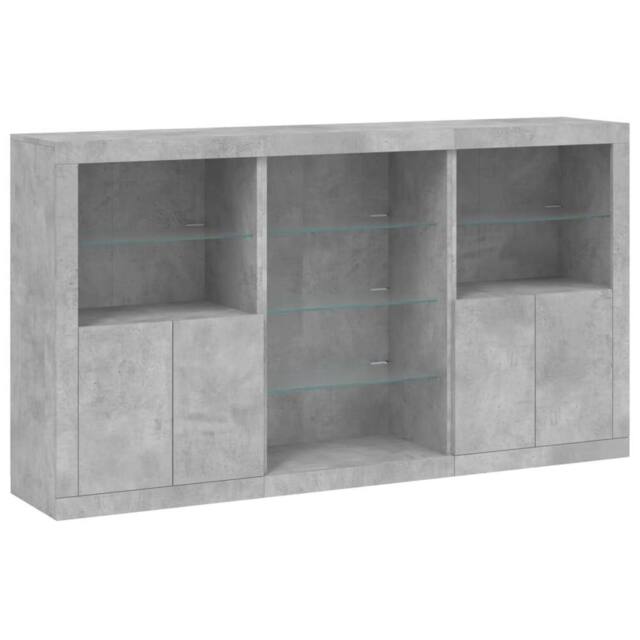 Berkfield Home Sideboard with LED Lights Concrete Grey 181.5x37x100 cm - image 1