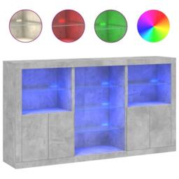 Berkfield Home Sideboard with LED Lights Concrete Grey 181.5x37x100 cm - thumbnail 3