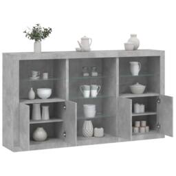 Berkfield Home Sideboard with LED Lights Concrete Grey 181.5x37x100 cm - thumbnail 2