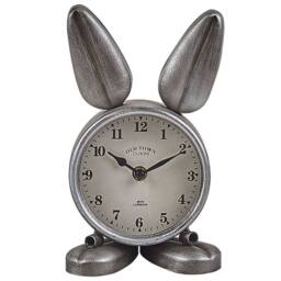 Wyld and Coco Bunny Table Clock Silver Polished Iron - thumbnail 3