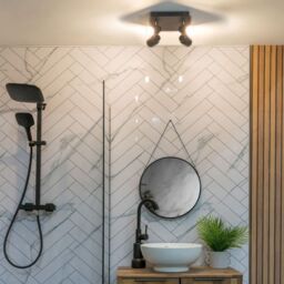 ValueLights Benton Adjustable Spotlight IP44 Rated Bathroom 4 Way Ceiling Light in Black - thumbnail 1