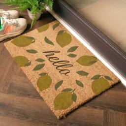 Artsy Mats Hello Lemons Coir Doormat (60 x 40cm) in Brown - Size: 40 cm x 60 cm - thumbnail 2