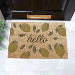 Artsy Mats Hello Lemons Coir Doormat (60 x 40cm) in Brown - Size: 40 cm x 60 cm - thumbnail 1