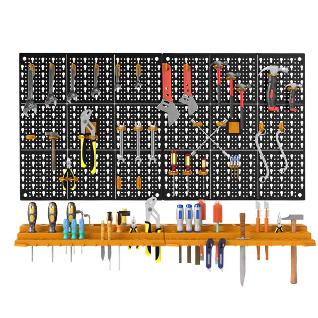 Gymax Garage Tool Storage DIY Storage Wall Mount System With 50 Hooks in Yellow - image 1