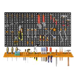 Gymax Garage Tool Storage DIY Storage Wall Mount System With 50 Hooks in Yellow - thumbnail 1