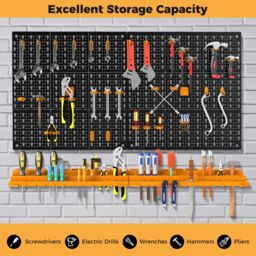 Gymax Garage Tool Storage DIY Storage Wall Mount System With 50 Hooks in Yellow - thumbnail 8