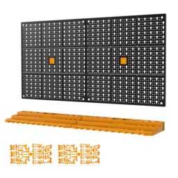 Gymax Garage Tool Storage DIY Storage Wall Mount System With 50 Hooks in Yellow - thumbnail 9