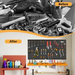 Gymax Garage Tool Storage DIY Storage Wall Mount System With 50 Hooks in Yellow - thumbnail 4