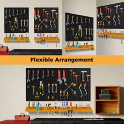 Gymax Garage Tool Storage DIY Storage Wall Mount System With 50 Hooks in Yellow - thumbnail 7