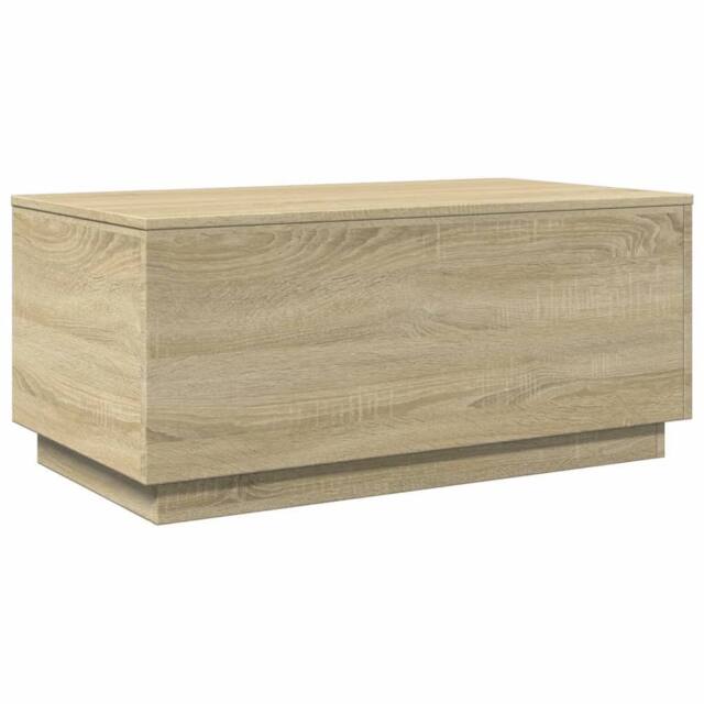 Berkfield Home Modern Coffee Table with LED Lights Sonoma Oak 90x50x40 cm in Light Brown - Size: 90 x 50 x 40 cm - image 1