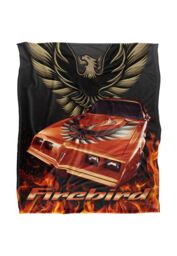 General Motors Pontiac Firebird Flames Silky Touch Super Soft Throw Blanket 152 X 127 cm in White - thumbnail 1