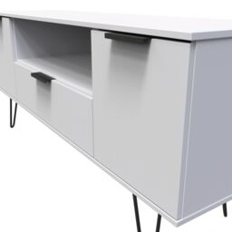 Ready Assembled 2 U Fuji 2 Door 1 Drawer Wide TV Unit (Ready Assembled) in Mid Grey - thumbnail 4