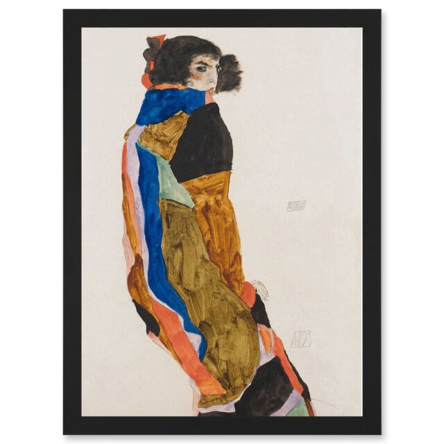 Artery8 Egon Schiele Moa Dancer Artwork Framed Wall Art Print A4 in Black - image 1