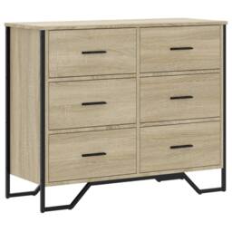 Berkfield Home Decorative Chest of Drawers Sonoma Oak 91x35.5x74.5 cm Engineered wood in Light Oak - thumbnail 3