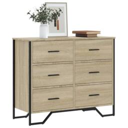 Berkfield Home Decorative Chest of Drawers Sonoma Oak 91x35.5x74.5 cm Engineered wood in Light Oak - thumbnail 2