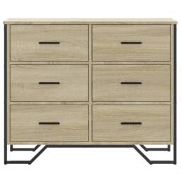 Berkfield Home Decorative Chest of Drawers Sonoma Oak 91x35.5x74.5 cm Engineered wood in Light Oak - thumbnail 4