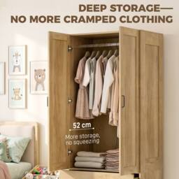 KORVIXA Natural wood finish Modern Wardrobe w/ 2 Drawer - Size: 100 cm x 100 cm - thumbnail 4
