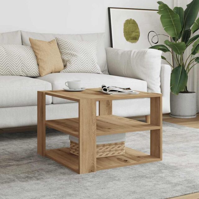 Berkfield Home Coffee Table Artisan Oak 58x58x40 cm Engineered Wood in Brown - Size: 58 x 58 x 40 cm - image 1