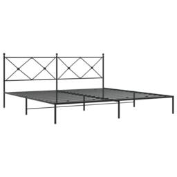 Berkfield Home Metal Bed Frame without Mattress with Headboard Black 200x200cm - Size: 200x200 cm - thumbnail 1