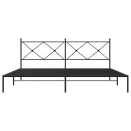Berkfield Home Metal Bed Frame without Mattress with Headboard Black 200x200cm - Size: 200x200 cm - thumbnail 4
