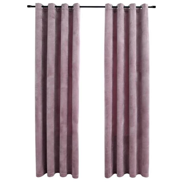 Berkfield Home Blackout Curtains with Rings 2pcs Velvet Antique Pink 140x245cm - Size: 140x245 cm - image 1