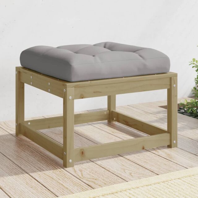 Berkfield Home Garden Footstool with Cushions Impregnated Wood Pine in Brown