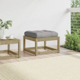 Berkfield Home Garden Footstool with Cushions Impregnated Wood Pine in Brown - thumbnail 3