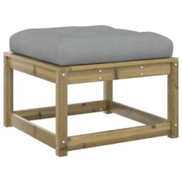 Berkfield Home Garden Footstool with Cushions Impregnated Wood Pine in Brown - thumbnail 2