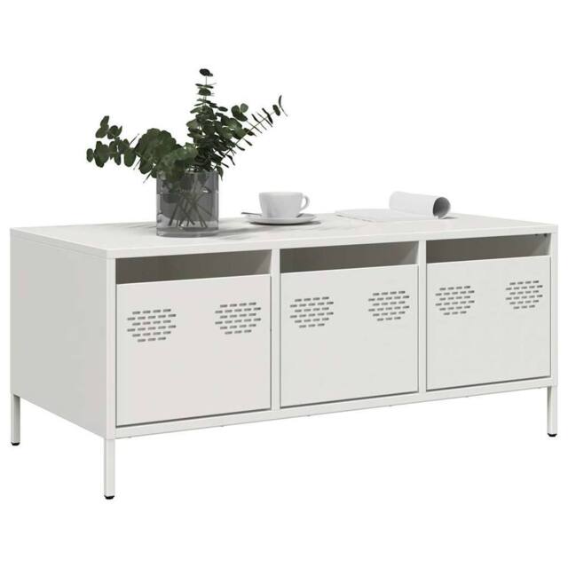 Berkfield Home Sturdy Coffee Table White 101.5x50x43.5 cm Cold-rolled Steel - image 1