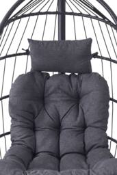 Living and Home Egg-Shaped Hanging Chair with Soft Cushion & Headrest in Black - thumbnail 6