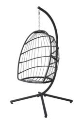Living and Home Egg-Shaped Hanging Chair with Soft Cushion & Headrest in Black - thumbnail 5