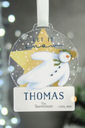 Personalised Memento Company Personalised The Snowman® Acrylic Decoration in Clear - thumbnail 3
