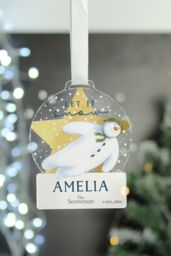 Personalised Memento Company Personalised The Snowman® Acrylic Decoration in Clear - thumbnail 4