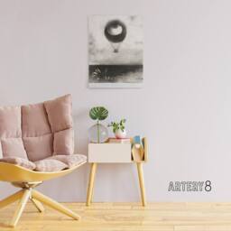 "Artery8 The Eye Like a Strange Balloon Redon Vintage Canvas Wall Art in Grey - Size: W24"" x H32""" - thumbnail 3