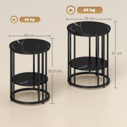 Wyld Haus Dilisu Set of 2 Black Marble Effect Coffee Tables - thumbnail 3