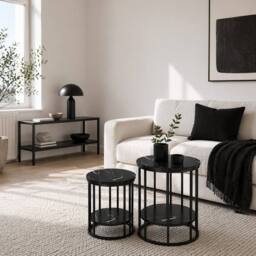 Wyld Haus Dilisu Set of 2 Black Marble Effect Coffee Tables