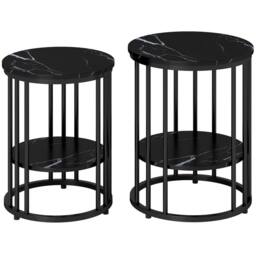 Wyld Haus Dilisu Set of 2 Black Marble Effect Coffee Tables - thumbnail 2