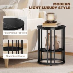 Wyld Haus Dilisu Set of 2 Black Marble Effect Coffee Tables - thumbnail 6