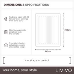 LIVIVO UltraSnug Teddy Fleece Electric Heated Underblanket - King with Dual Controls in Off-White - thumbnail 6