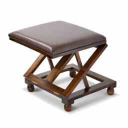 EONLION NEW Folding Leather Footstool Padded Foot Leg Rest in Brown - thumbnail 1