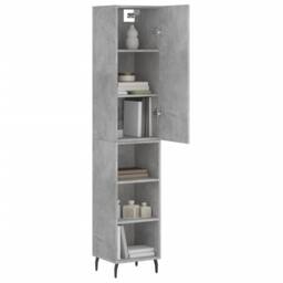 Berkfield Home Highboard Concrete Grey 34.5x34x180 cm Engineered Wood - thumbnail 3