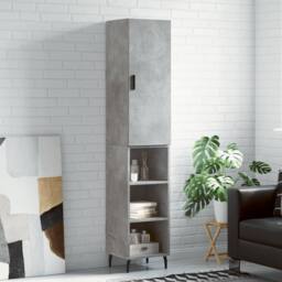 Berkfield Home Highboard Concrete Grey 34.5x34x180 cm Engineered Wood - thumbnail 2
