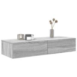 Berkfield Home Wall Shelf with Drawers Grey Sonoma 100x36x19 cm Engineered Wood - Size: 100 x 36 x 19 cm - thumbnail 1