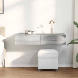 Berkfield Home Wall Shelf with Drawers Grey Sonoma 100x36x19 cm Engineered Wood - Size: 100 x 36 x 19 cm - thumbnail 2