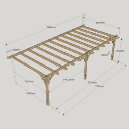 Rutland County Garden Furniture Ltd Wall Mounted Premium Pergola 3 Posts, L360 x W780 x H270 cm, Green in Brown - thumbnail 5