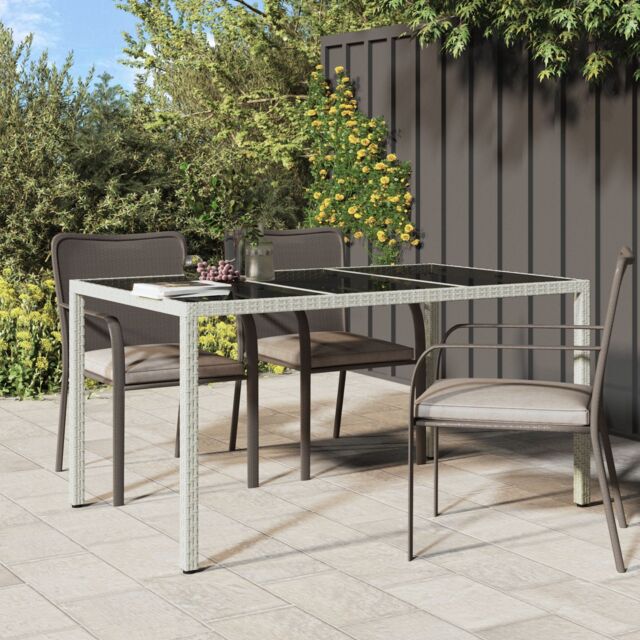 Berkfield Home Garden Dining Table White 150x90x75 cm Poly Rattan - Size: 150 x 90 x 75 cm - image 1