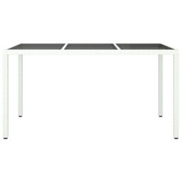 Berkfield Home Garden Dining Table White 150x90x75 cm Poly Rattan - Size: 150 x 90 x 75 cm - thumbnail 3